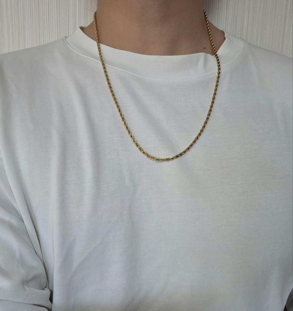 あかさ　ロープチェーン60cm ゴールドフィルド加工　k18刻印あり