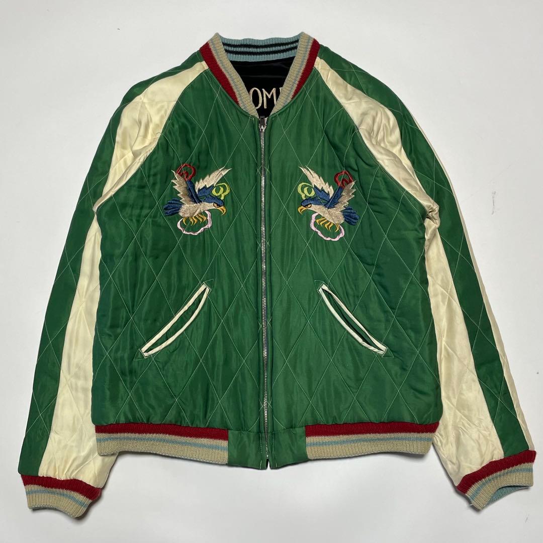 美品　L ★テーラー東洋　別珍　スカジャン　横田基地　龍　富士　黒/緑　ブラック