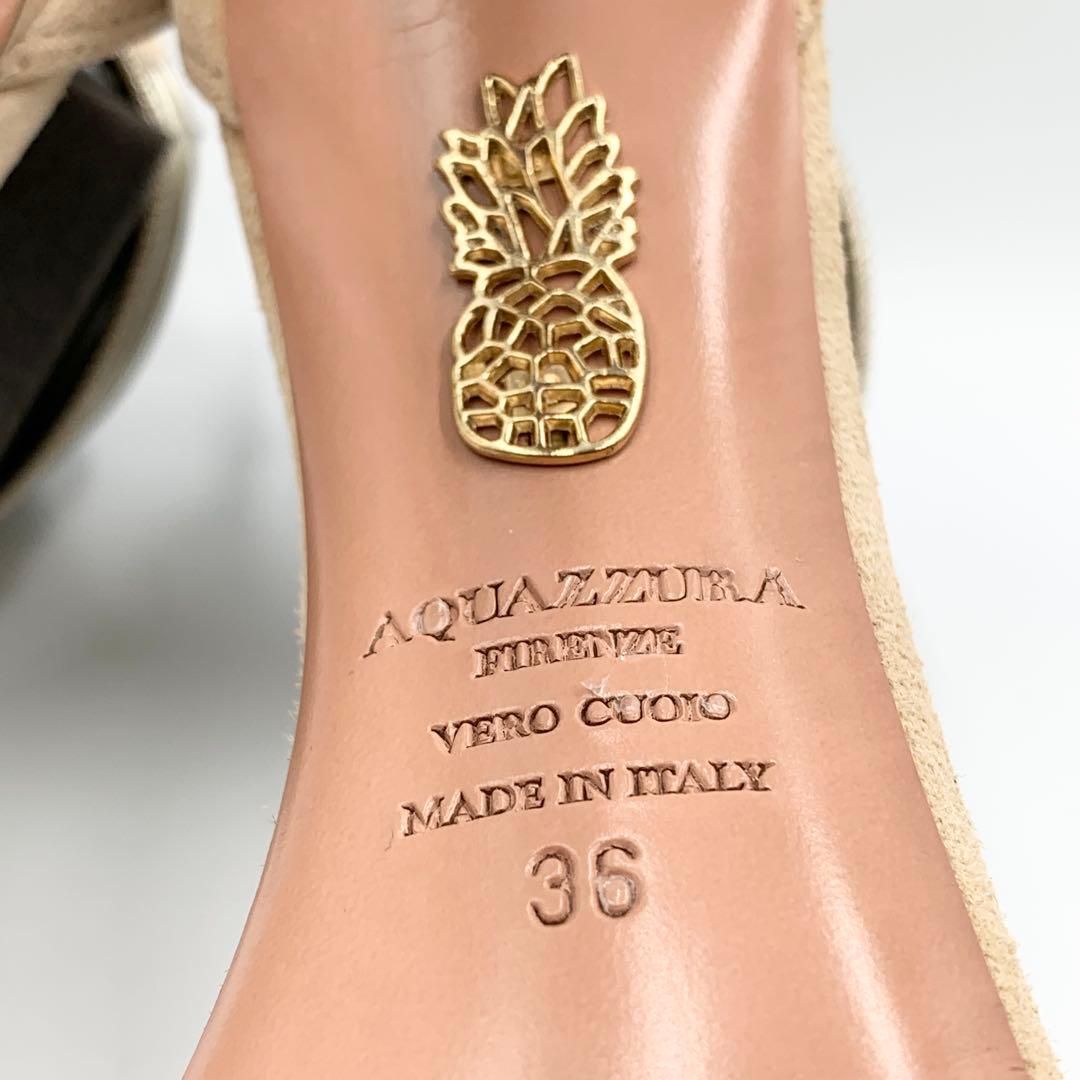 【未使用】 アクアズーラ サンダル ベージュ ゴールドストラップ 36サイズ