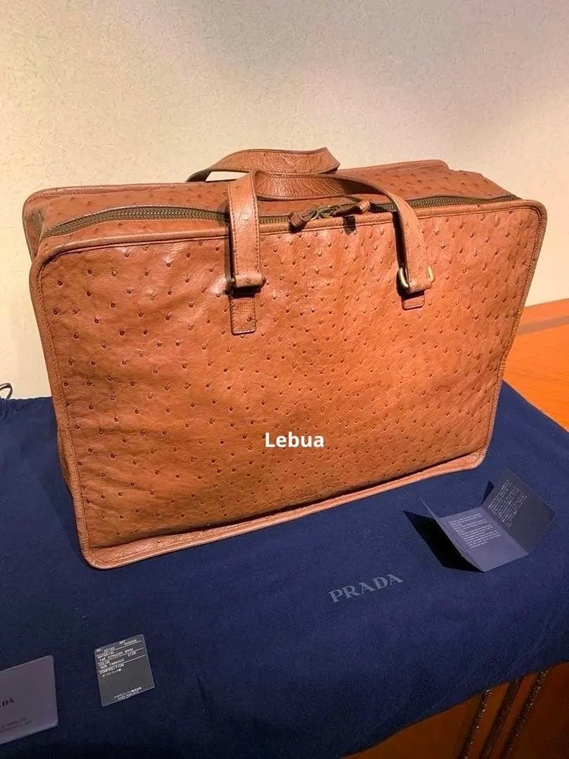 【最高峰】PRADAプラダ　最高級オーストリッチ製　ビジネスソフトトランク未使用