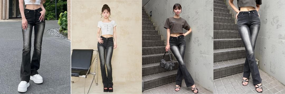 ダーリッチ darich ブラストフレアデニムパンツ ブラック BLK XS