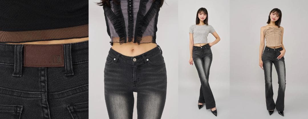 ダーリッチ darich ブラストフレアデニムパンツ ブラック BLK XS