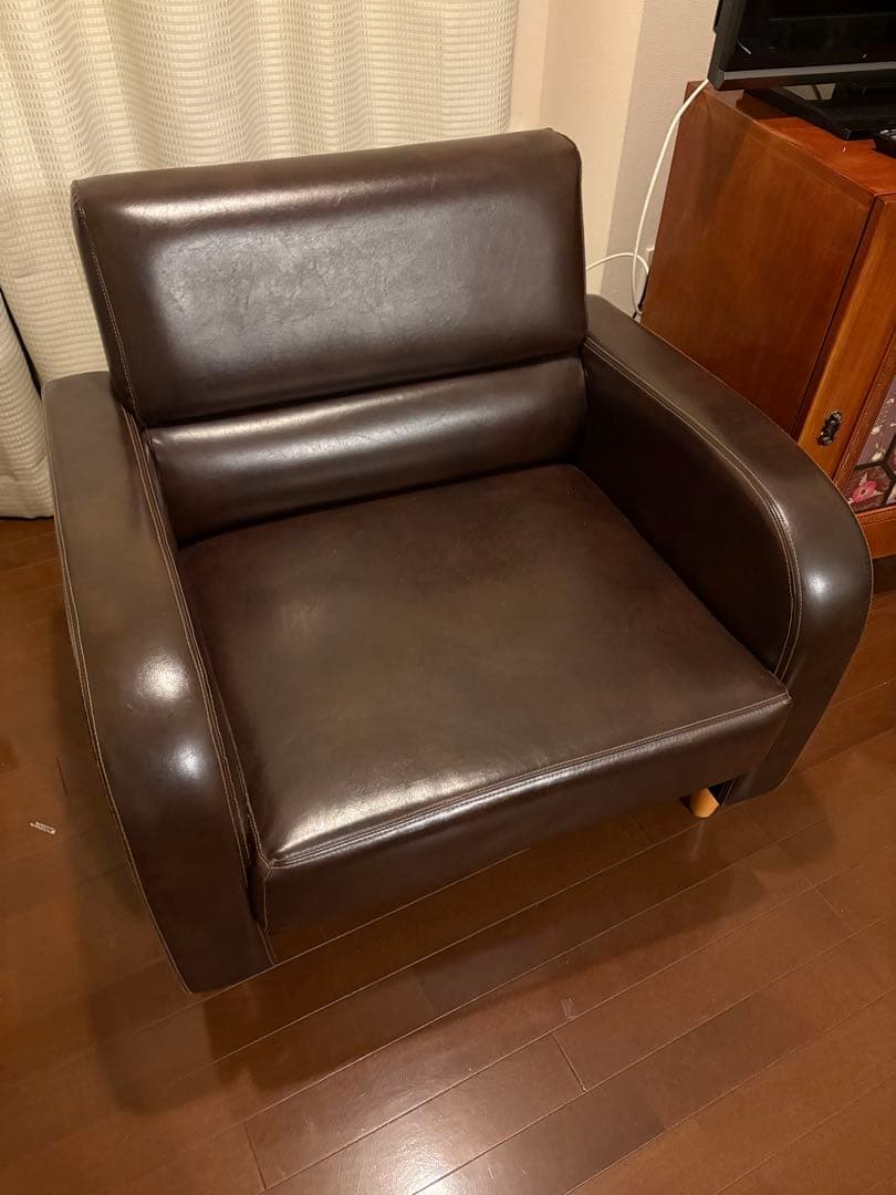 レザーソファ 1p ダークブラウン
