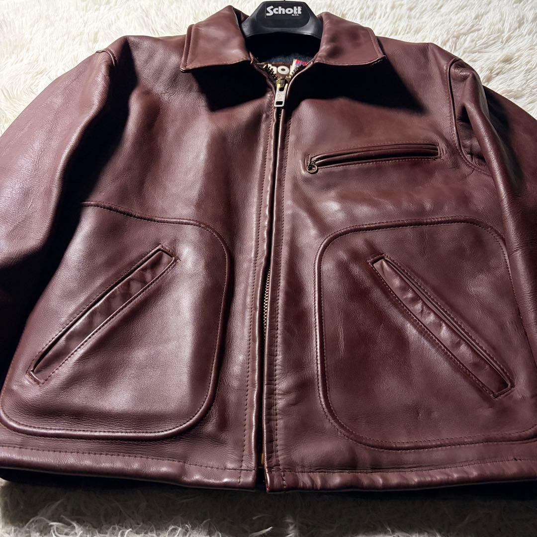 美品/希少✨schott ライダースジャケット　シングル　658 ボルドー 40