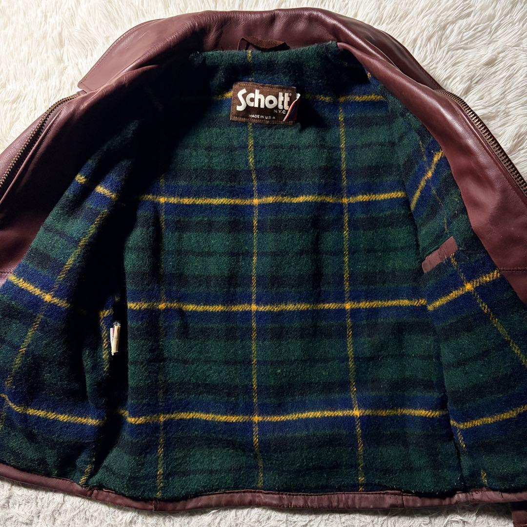 美品/希少✨schott ライダースジャケット　シングル　658 ボルドー 40