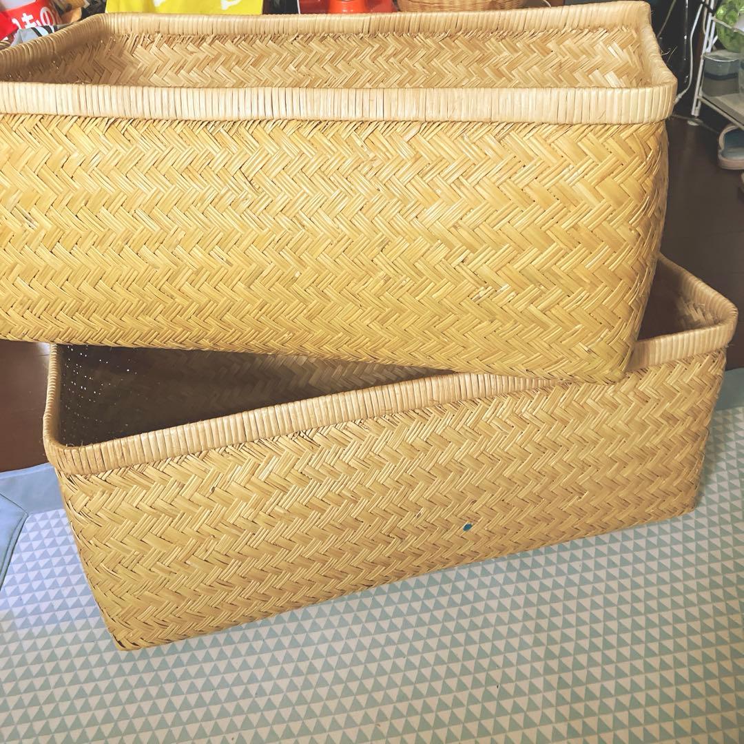 昭和レトロ 大きいサイズ 行李 クリーニング済み 収納 籠 ① 超美品