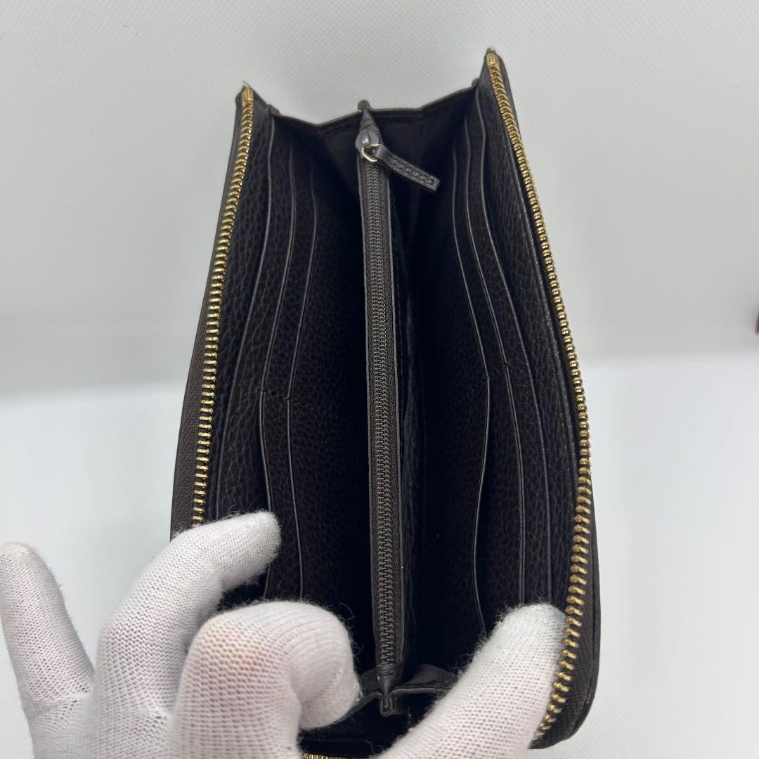 【極美品】グッチ 長財布 キャンバス 小銭入れ レザー ラウンドファスナー