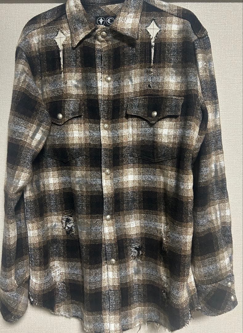 Thug Club Angels Damaged Shirt チェック　シャツ