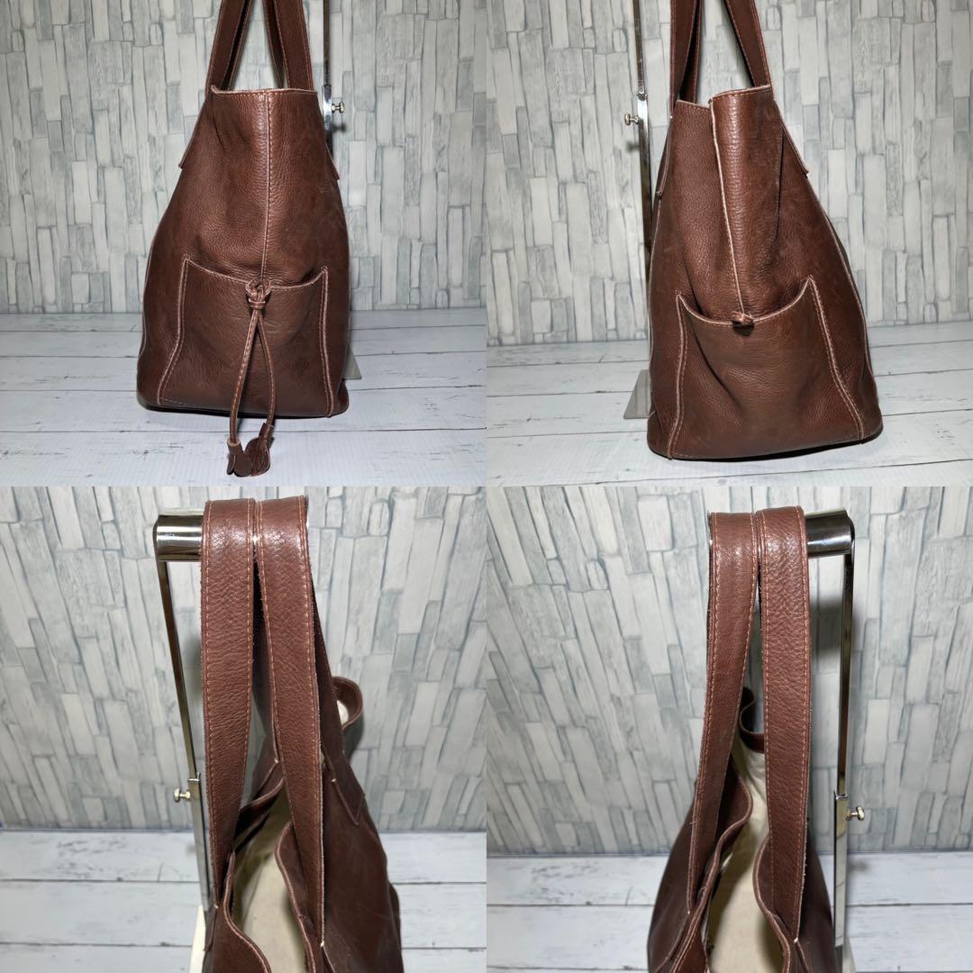 希少 genten トートバック A4 大容量 茶 肩掛け チャーム