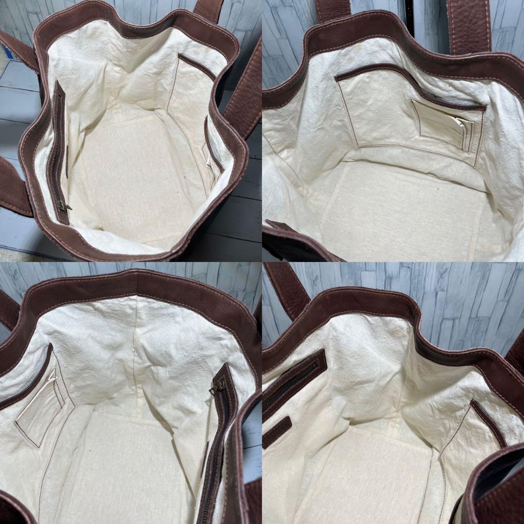 希少 genten トートバック A4 大容量 茶 肩掛け チャーム