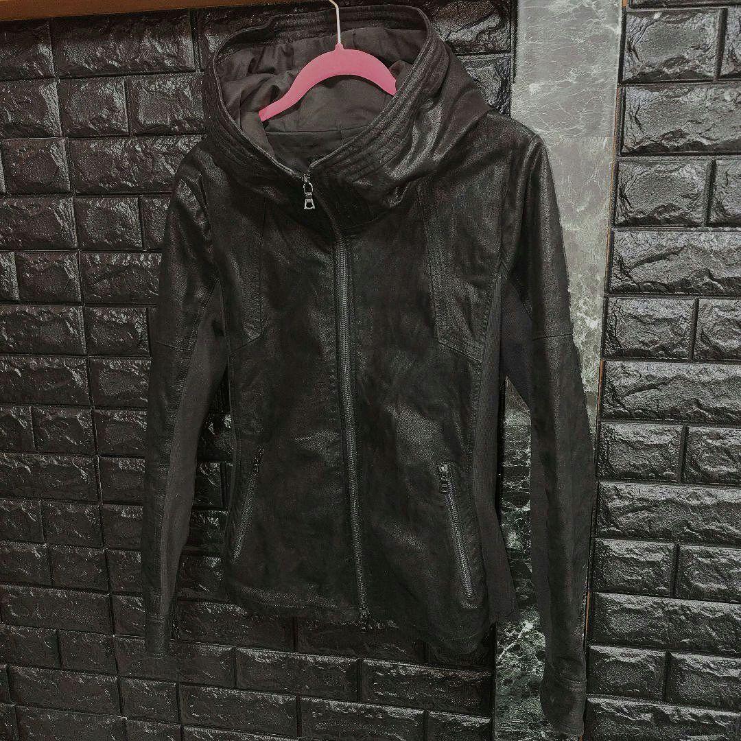 良品　ノーアイディー　レザースエード　フーデッドジャケット