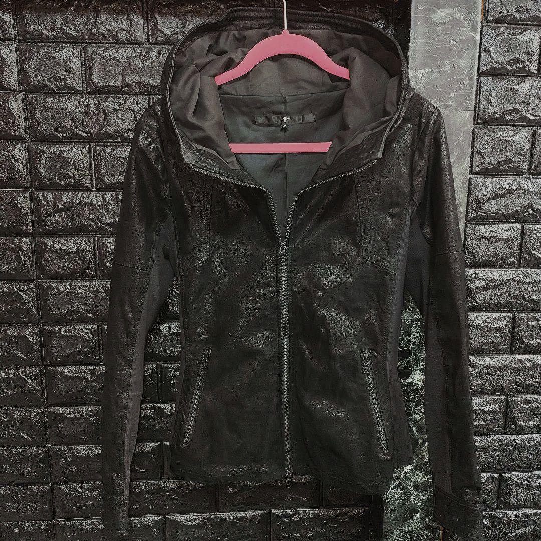 良品　ノーアイディー　レザースエード　フーデッドジャケット