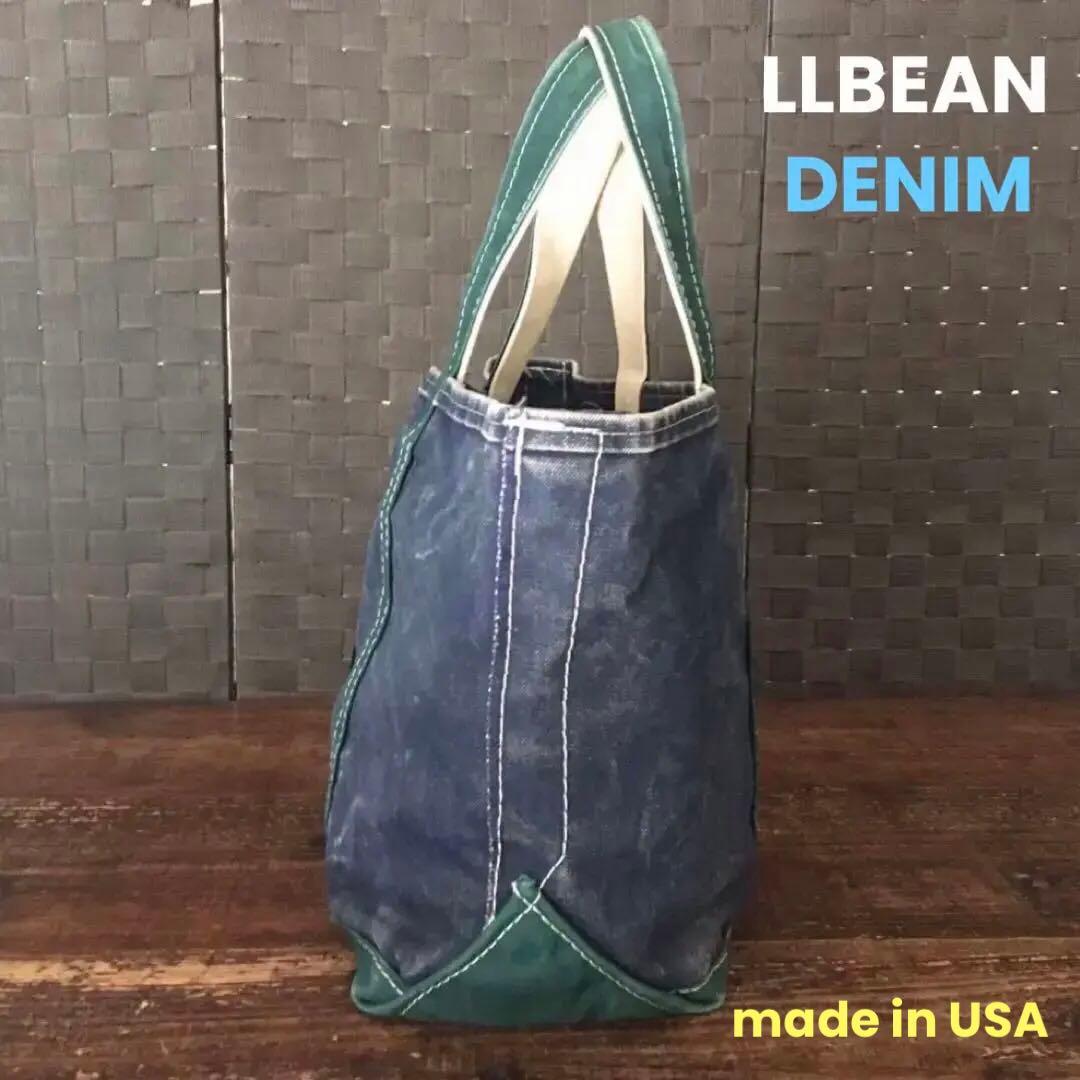 超珍品／LLBEAN／デニム／トート／NAVY／GREEN／80s／希少／旧タグ