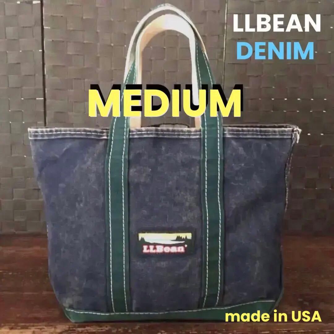 超珍品／LLBEAN／デニム／トート／NAVY／GREEN／80s／希少／旧タグ