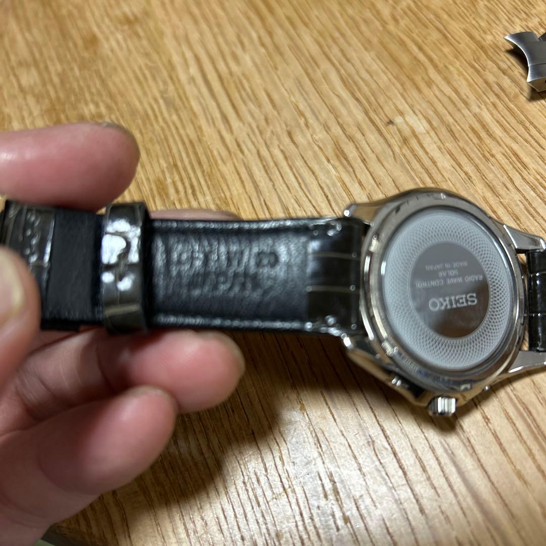 SEIKO DOLCE チタン電波ソーラー　クロコダイル　Dバックルベルト