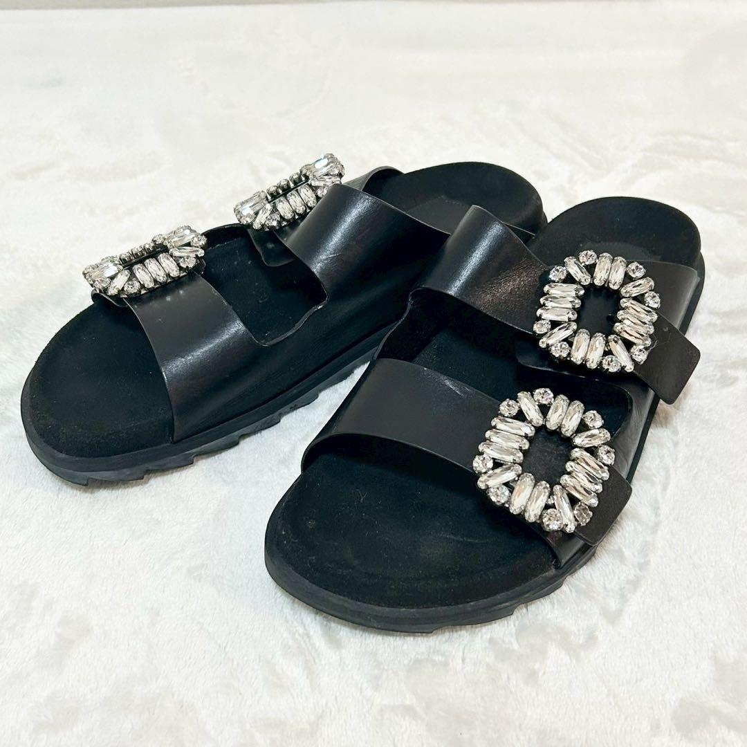 ★美品★ロジェヴィヴィエ　サンダル　ストラスバックル　37 ビジュー　箱付き