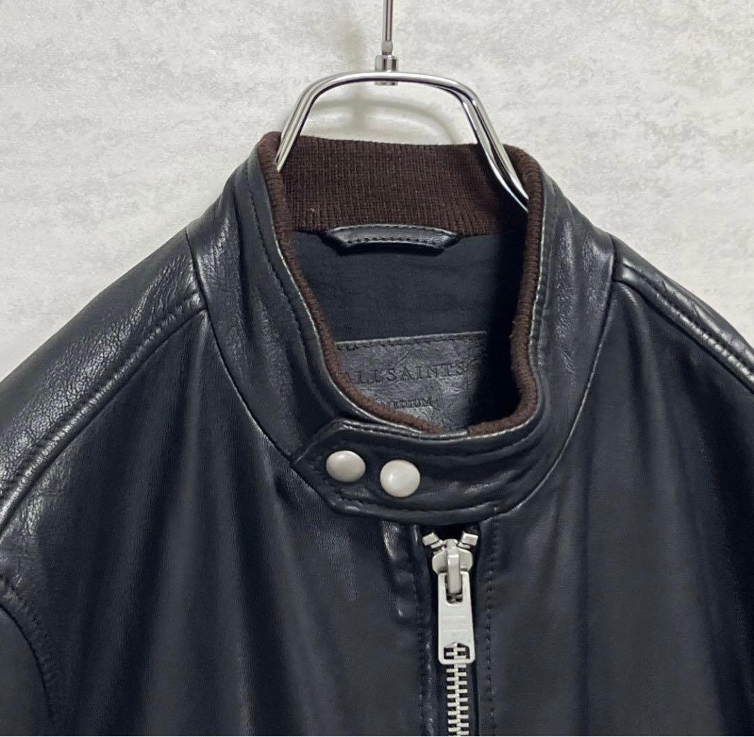 オールセインツ　ALL SAINTS 羊革　レザーシングルライダースジャケット