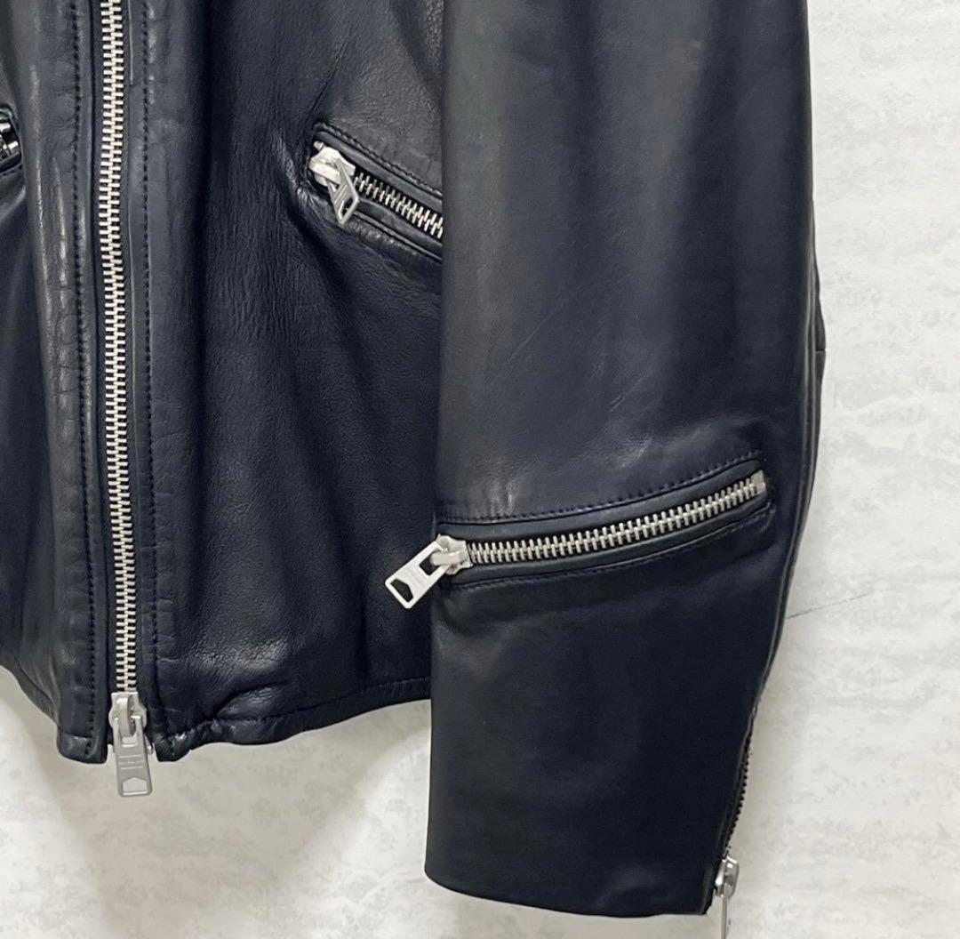 オールセインツ　ALL SAINTS 羊革　レザーシングルライダースジャケット