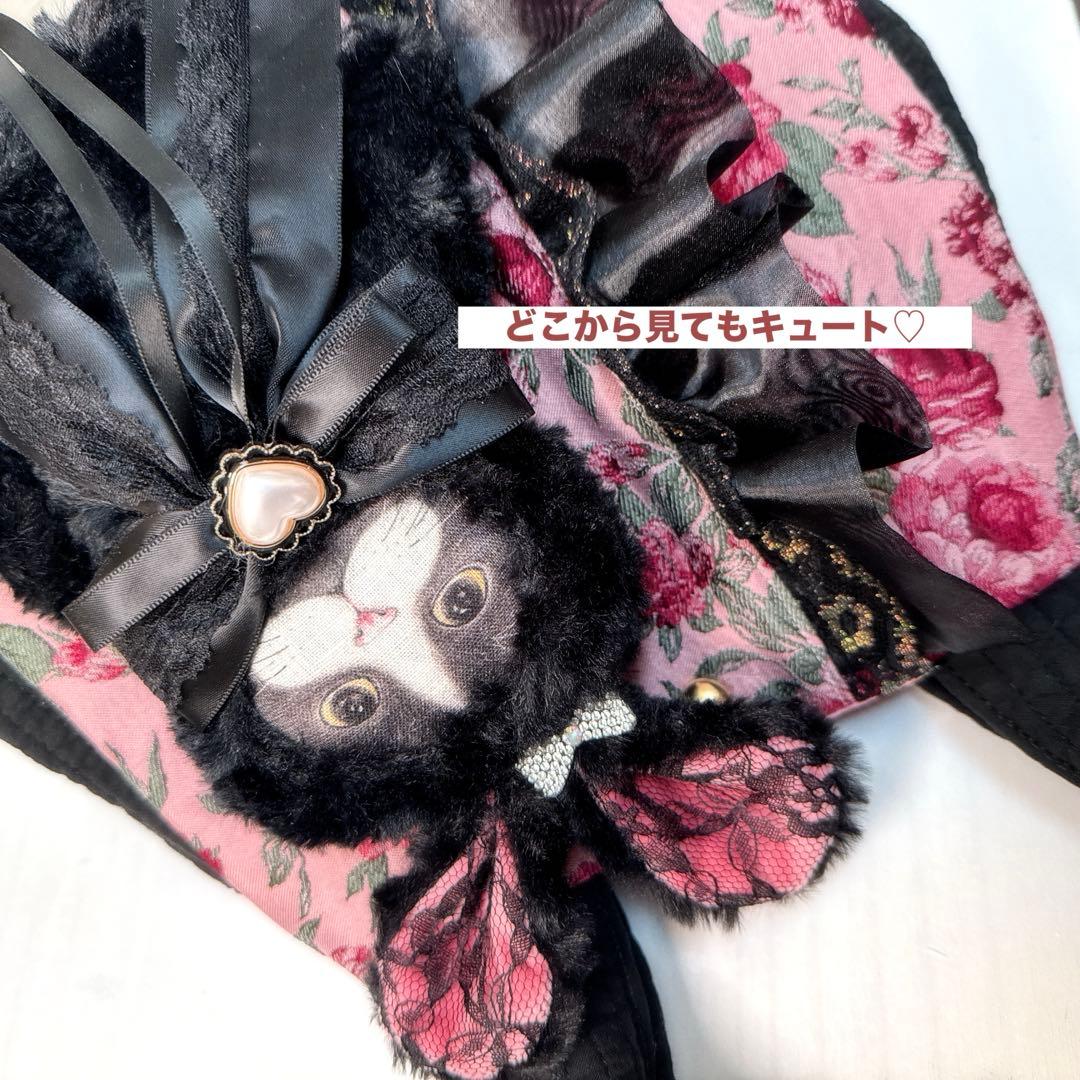 ゆ*ら様 コヤンイサムチョン♡ハチワレにゃんこの薔薇×ヌビポケット付きトートバッ