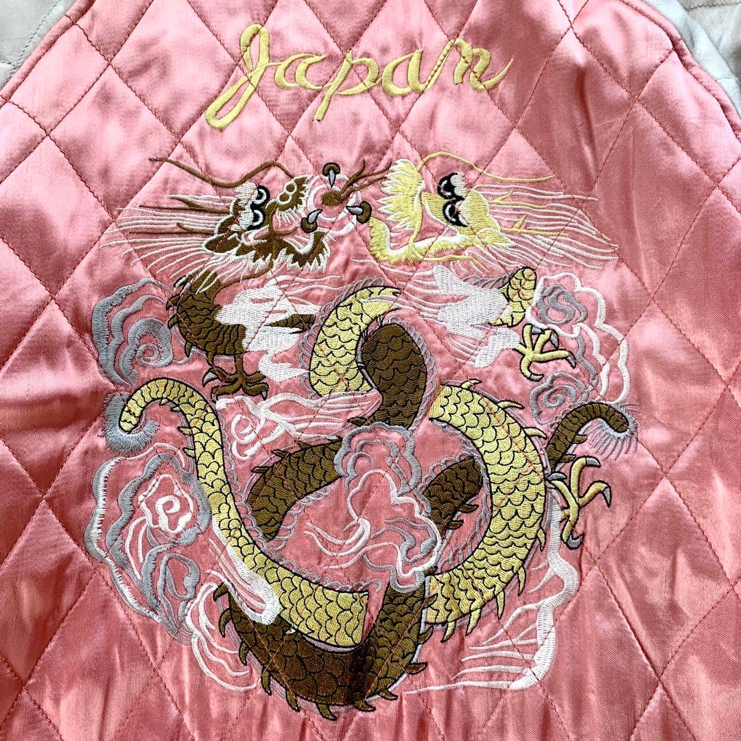 HOUSTON JAPAN ヒューストン スカジャン 刺繍 虎 鷹 龍 M