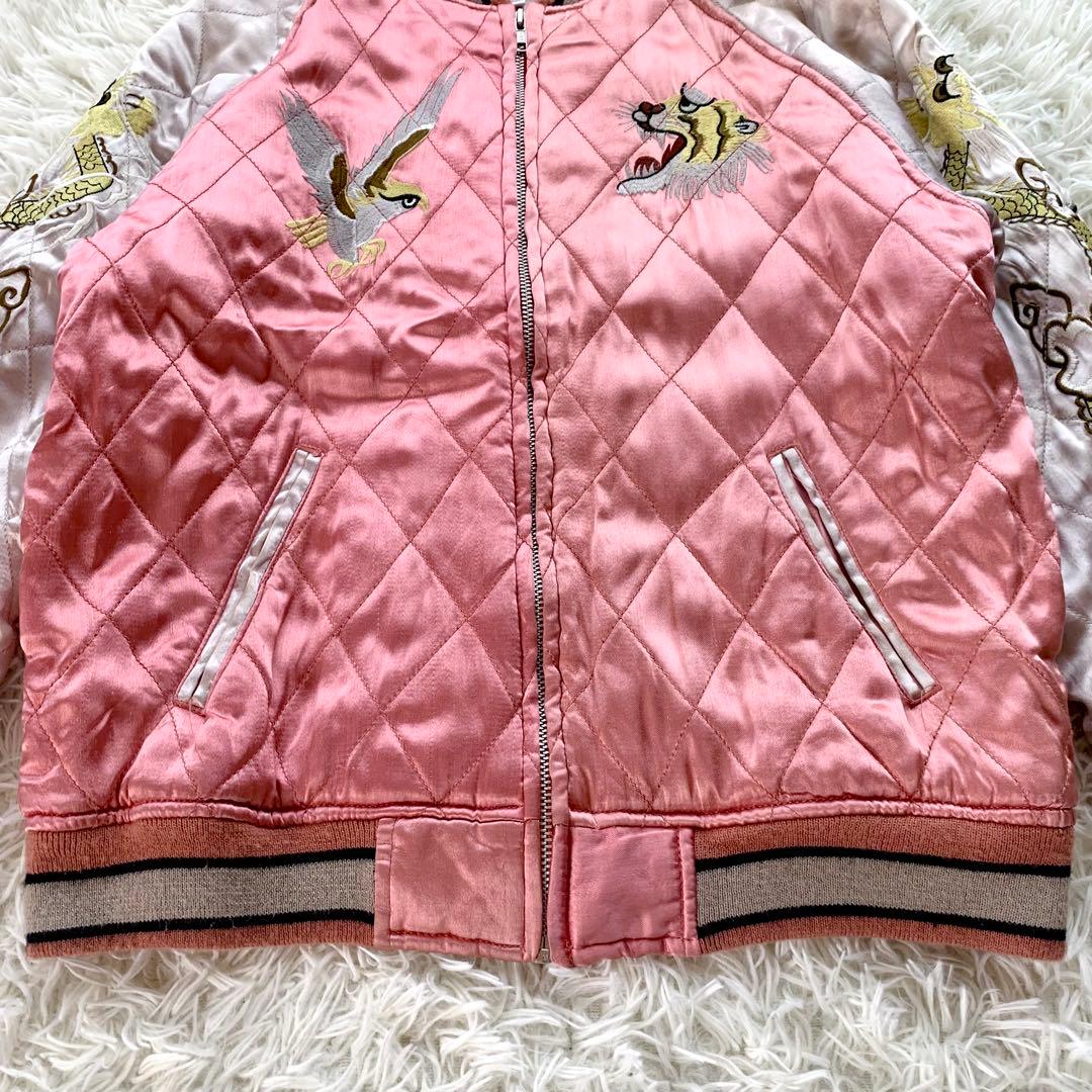 HOUSTON JAPAN ヒューストン スカジャン 刺繍 虎 鷹 龍 M