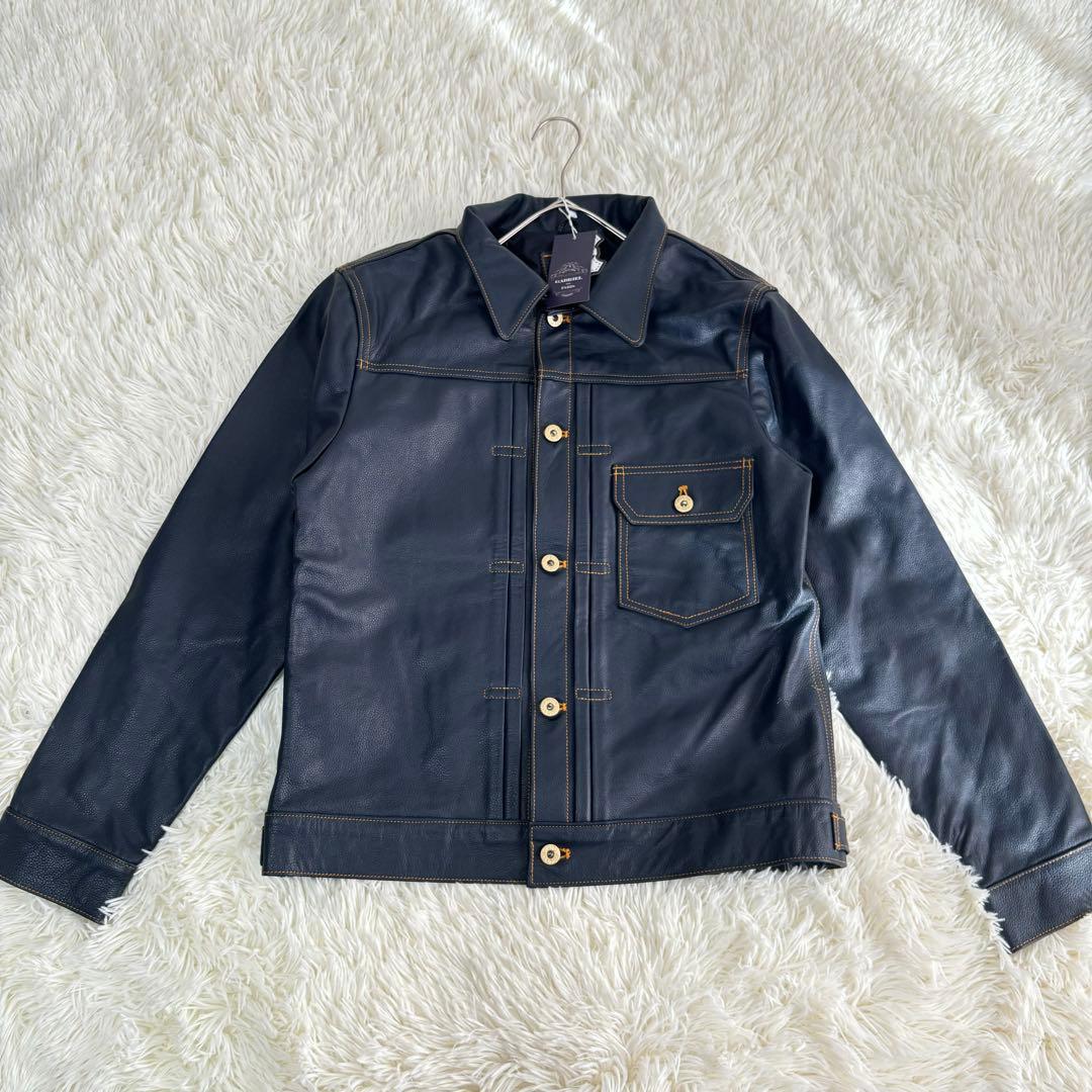新品未使用✨レザートラッカージャケット　Gジャン　1st 本革　ネイビー