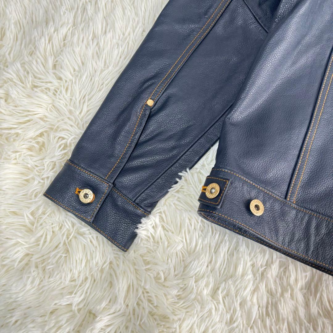 新品未使用✨レザートラッカージャケット　Gジャン　1st 本革　ネイビー
