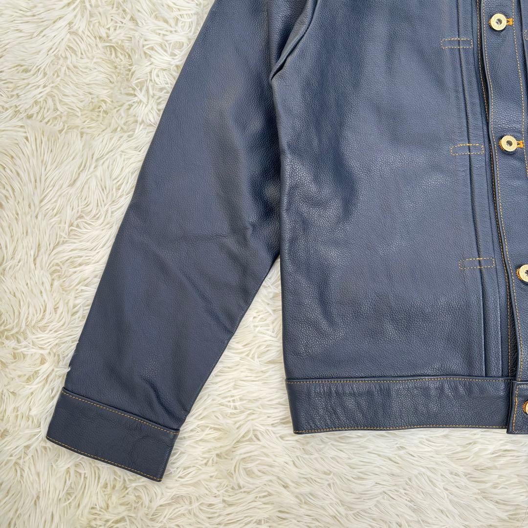 新品未使用✨レザートラッカージャケット　Gジャン　1st 本革　ネイビー