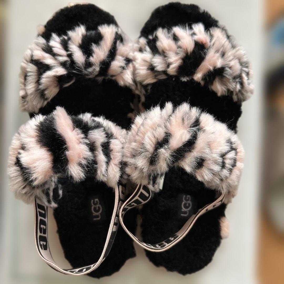 UGG ゼブラ柄 ファーサンダル ピンク