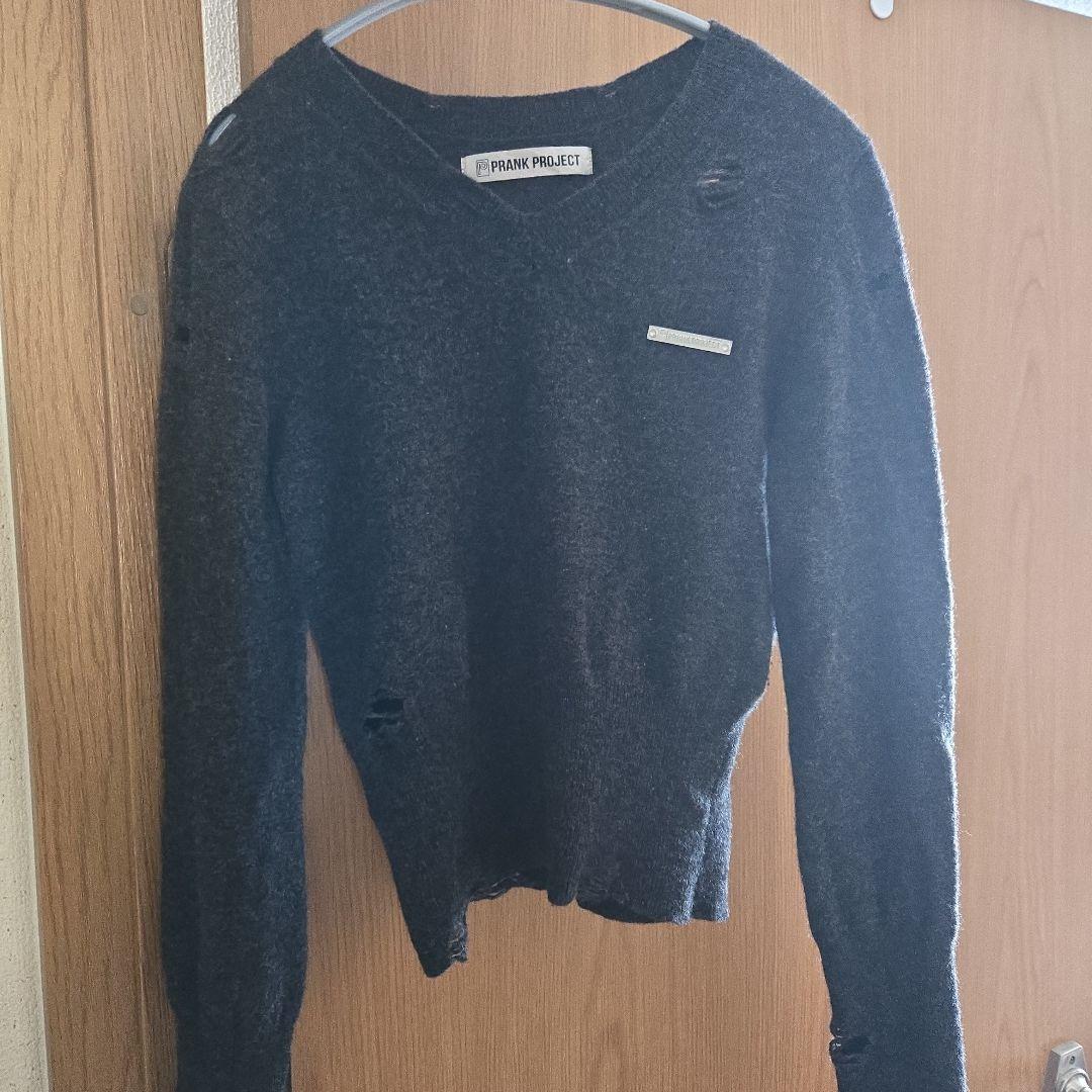 PRANK PROJECT チャコールグレー　ウール　カシミヤ　ダメージニット