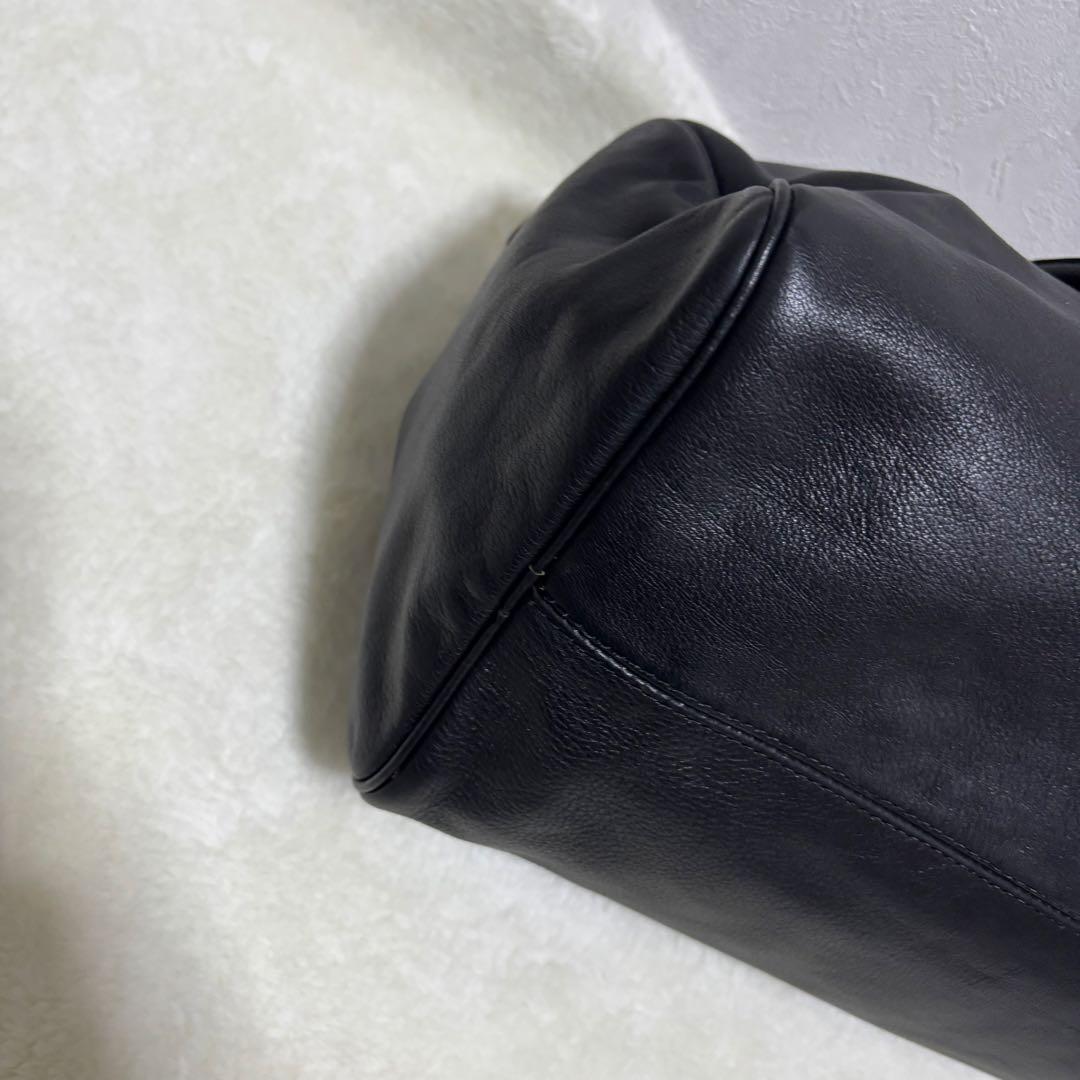 希少✨ロンシャン ミニボストンバッグ ロゴ 型押し オールレザー　ブラック