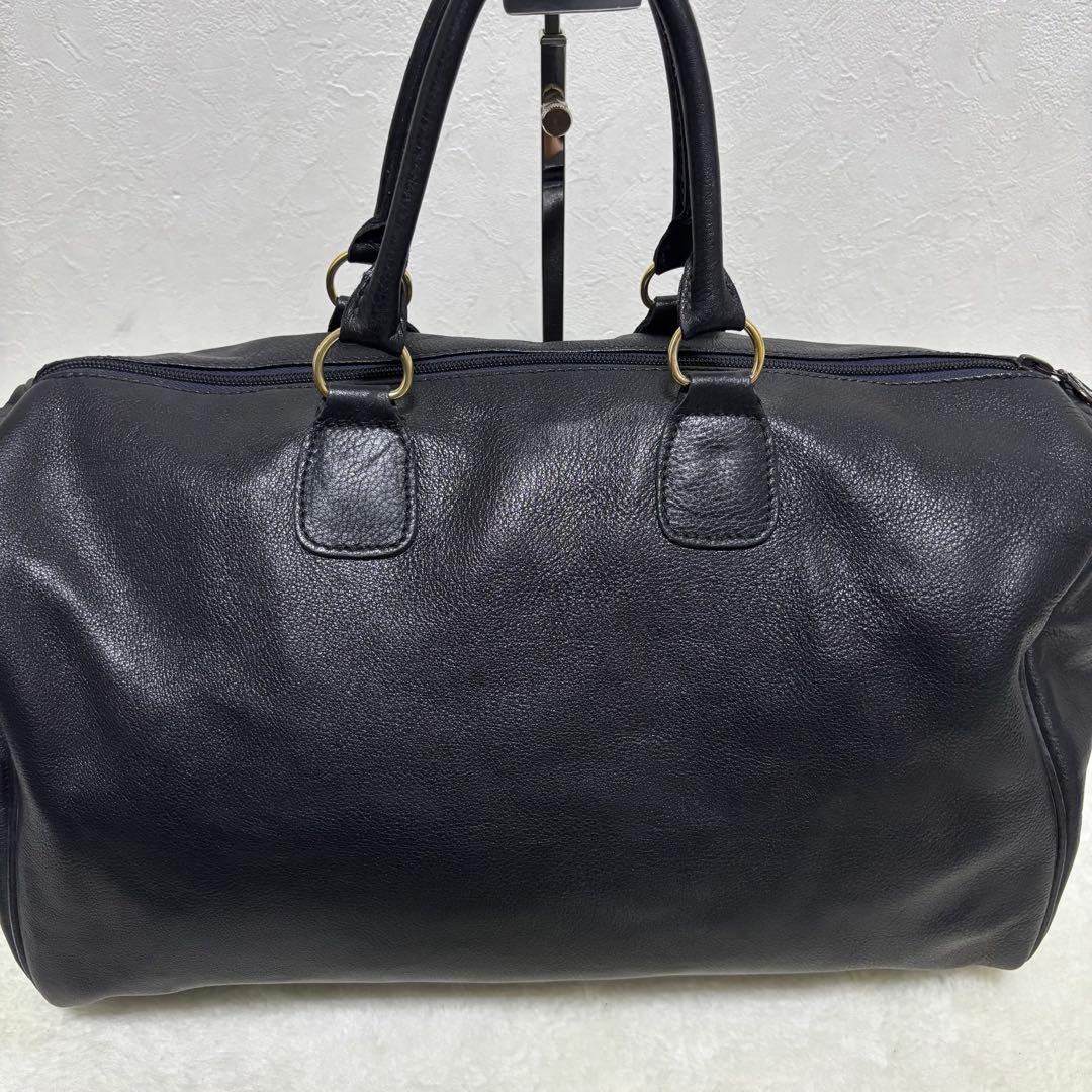 希少✨ロンシャン ミニボストンバッグ ロゴ 型押し オールレザー　ブラック