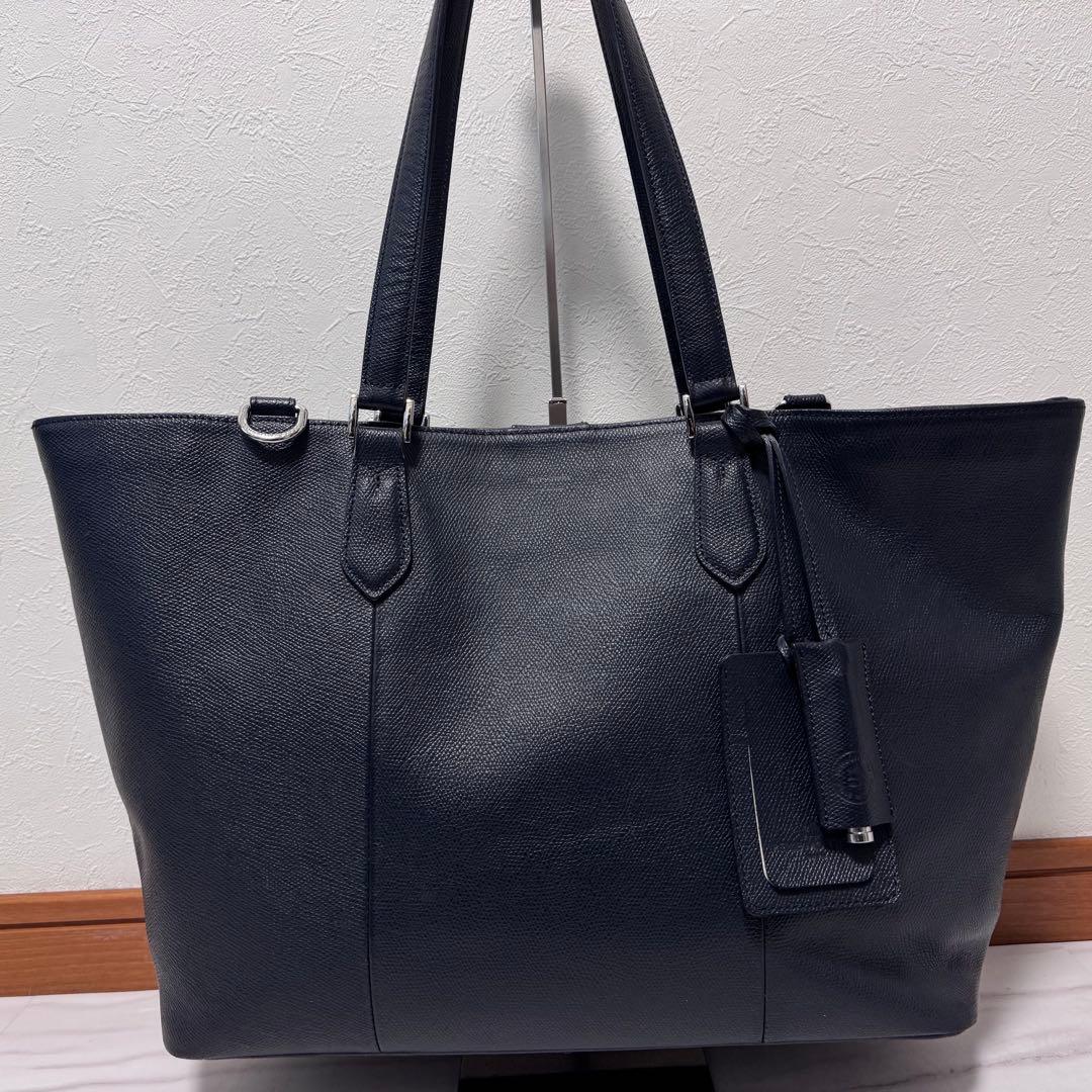 ペッレモルビダ コローレ レザートートバッグ 2way 紺 ビジネス PC A4