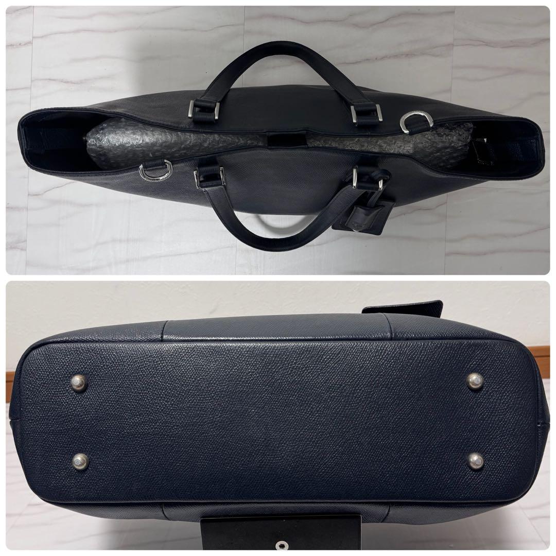 ペッレモルビダ コローレ レザートートバッグ 2way 紺 ビジネス PC A4