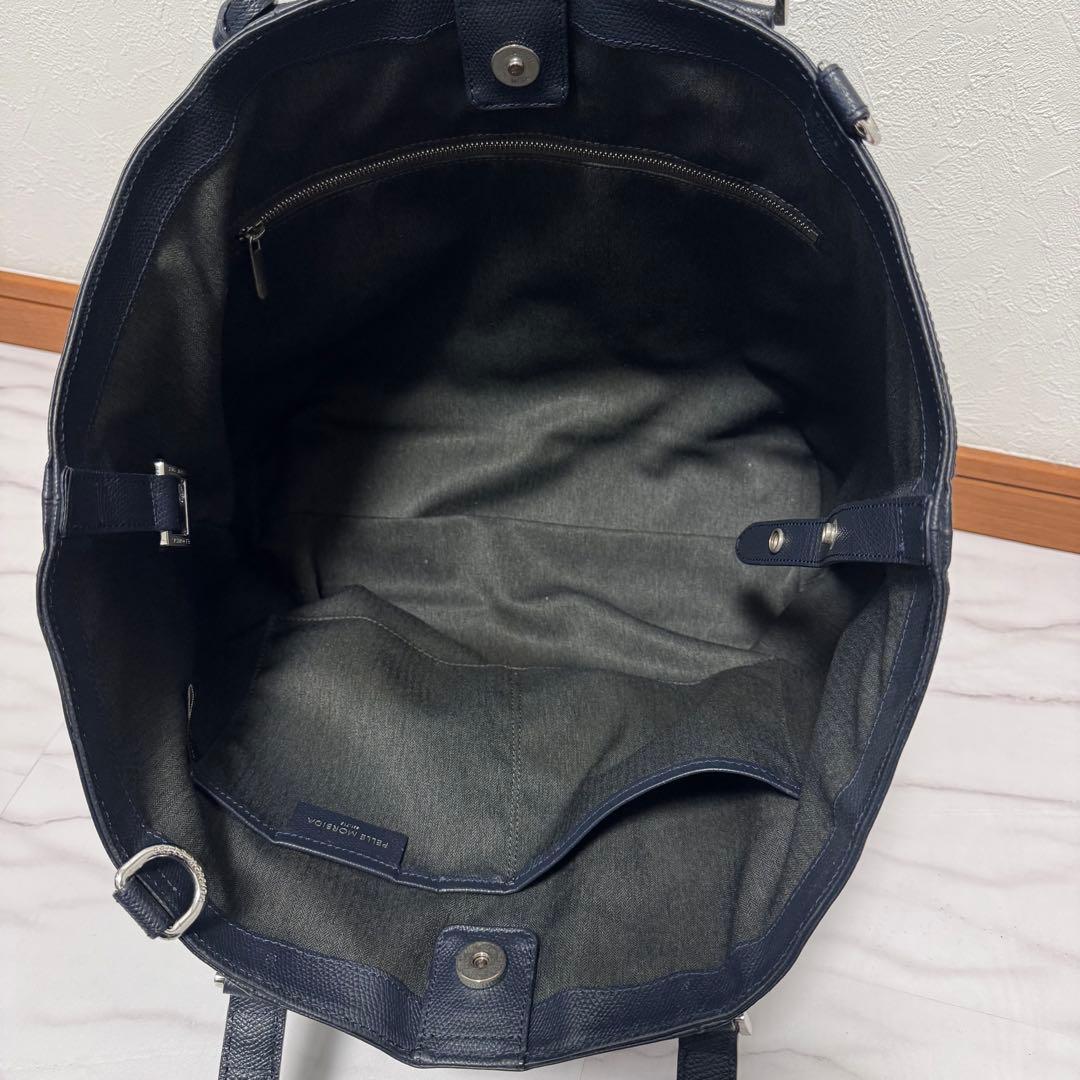 ペッレモルビダ コローレ レザートートバッグ 2way 紺 ビジネス PC A4