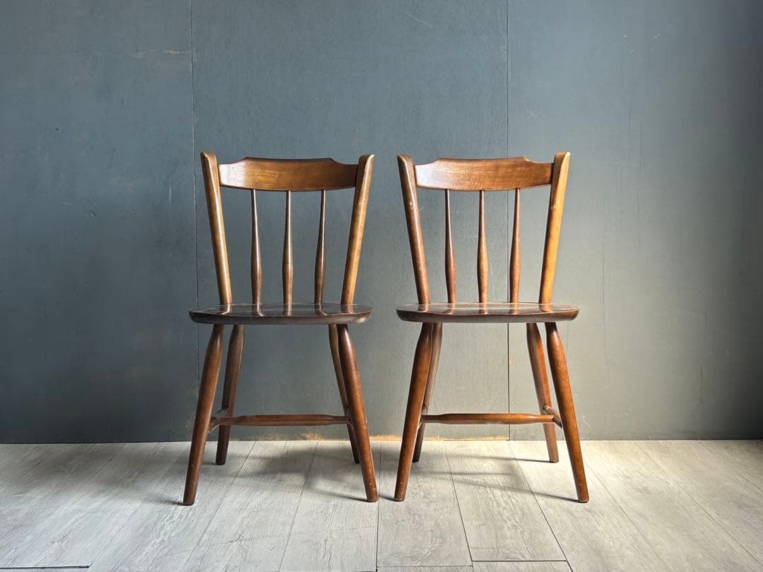 ①希少　ウィンザーチェア　スポークチェア　ヴィンテージチェア　2脚セット　SH