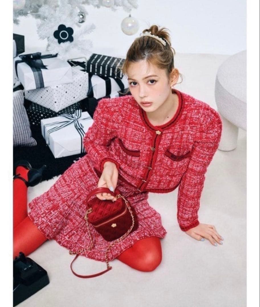 WATA LILY BROWN ツイードニットカーディガン