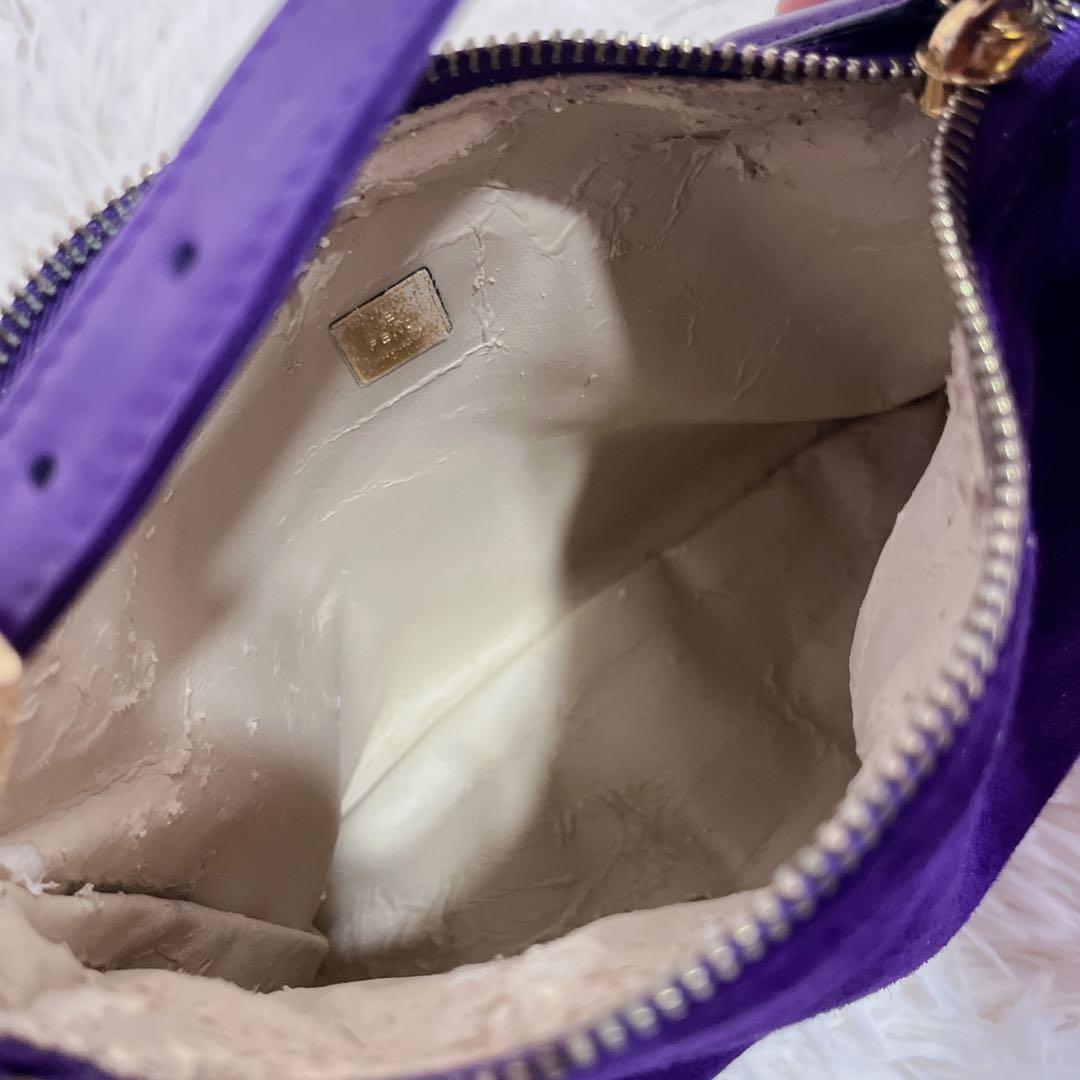 【外部美品】FENDI フェンディ 金具 ワンショルダー スウェード バッグ