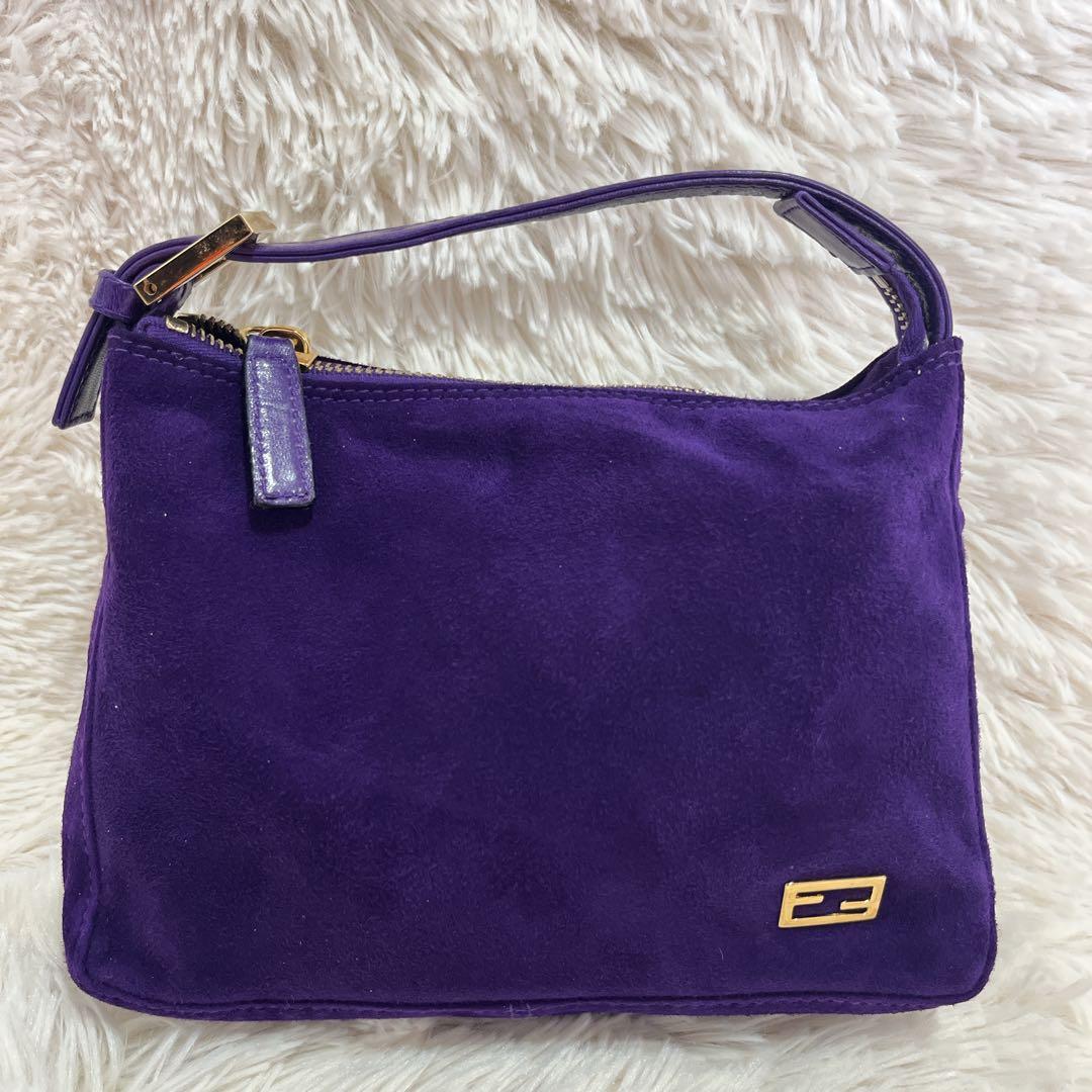 【外部美品】FENDI フェンディ 金具 ワンショルダー スウェード バッグ