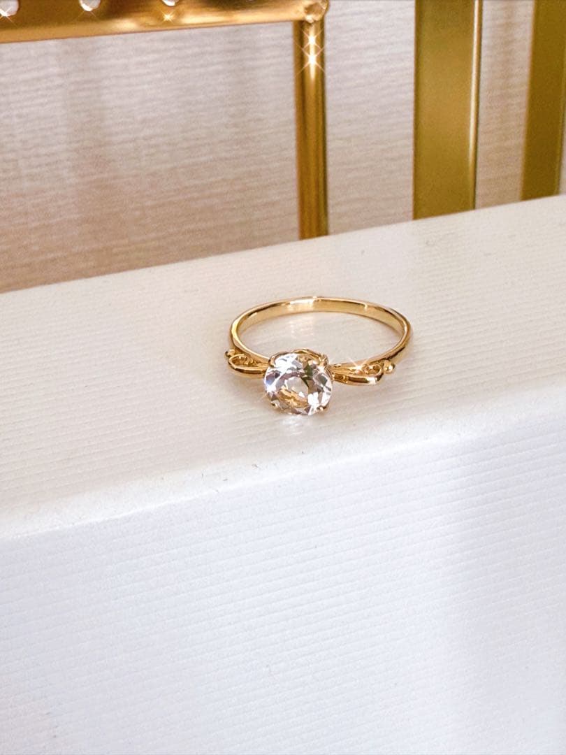 K10イエローゴールド グリーンアメジストリング 10号 かんな