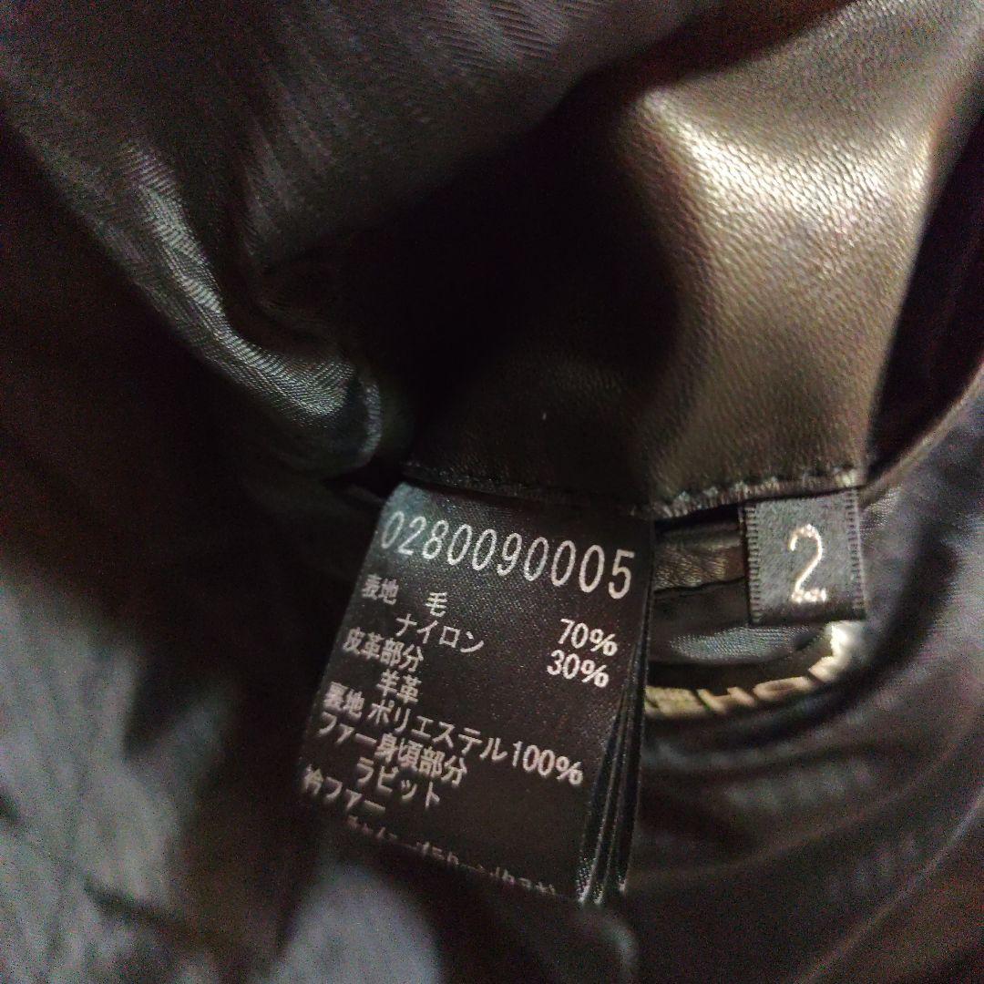 よ　美品５３５１プールオム 羊革×ラビットファージャケットラクーンファーＭ