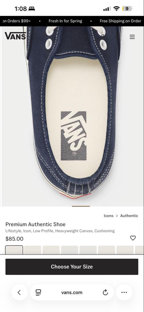 靴 Vans Premium Authentic Navy