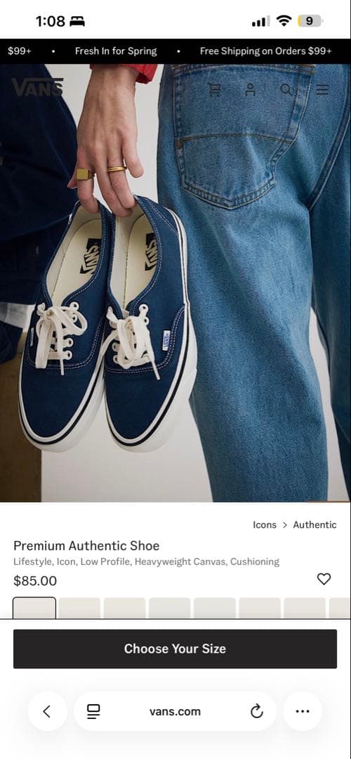 靴 Vans Premium Authentic Navy