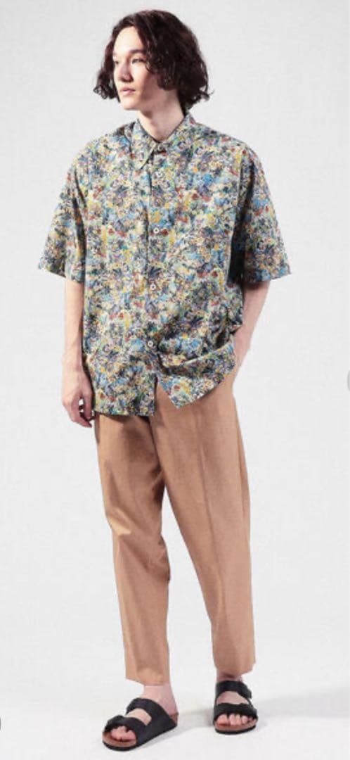 CABaN コットン フラワープリントハーフスリーブシャツ L