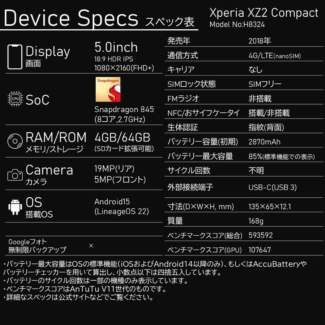 【Android15】SONY Xperia XZ2 Compact H8324