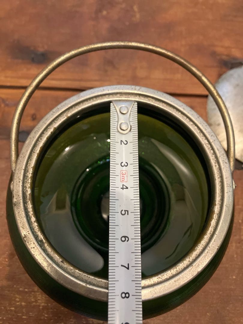 ◆◆専用◆◆濃緑色の大きめガラスシュガーポット◇レトロ◇大正ガラス◇戦前ガラス