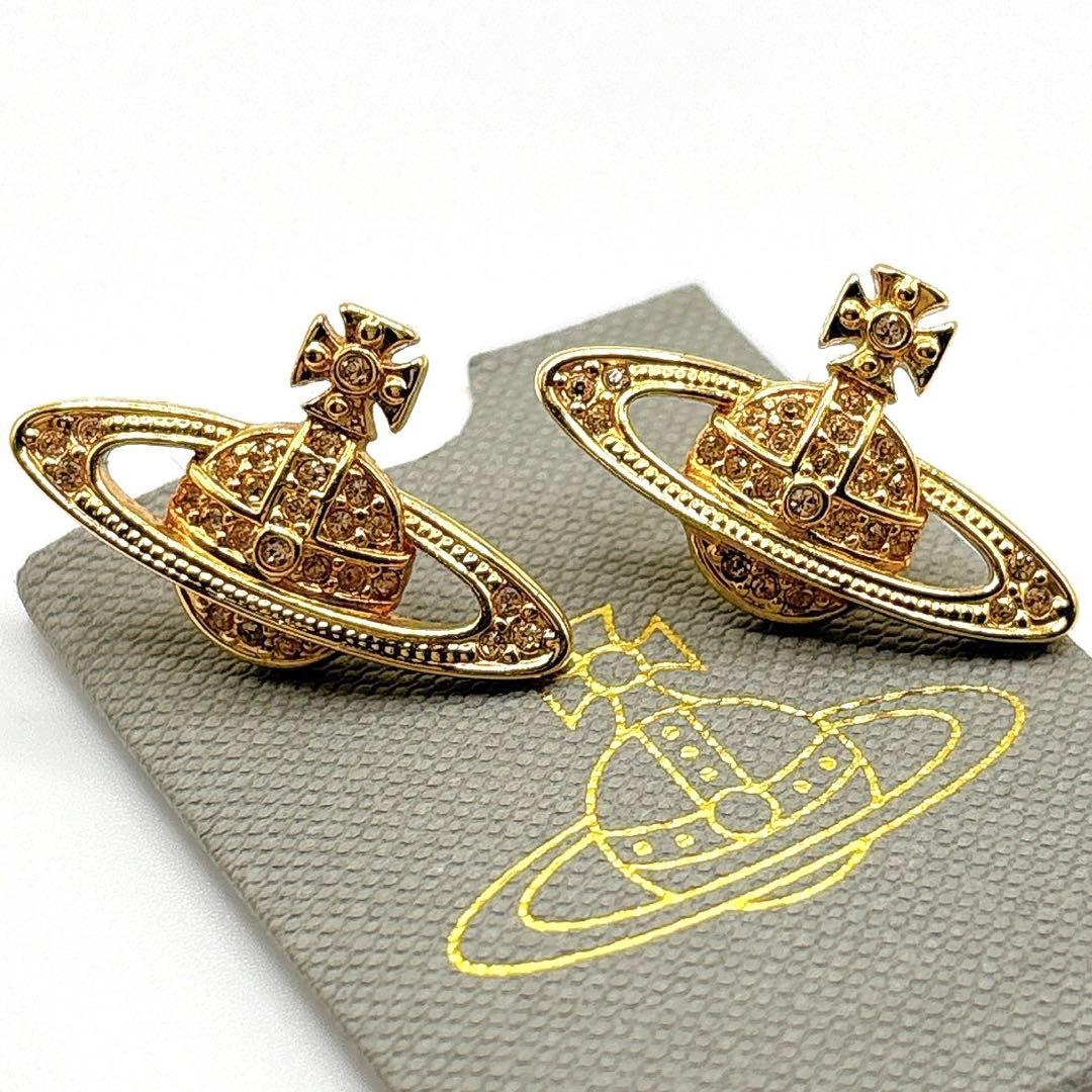 ヴィヴィアンウエストウッド ピアス オーブ ゴールド　ラインストーン