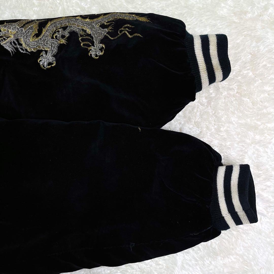 CORSAIREコルセアヴィンテージ別珍スカジャン鷹龍刺繍ブラック黒L