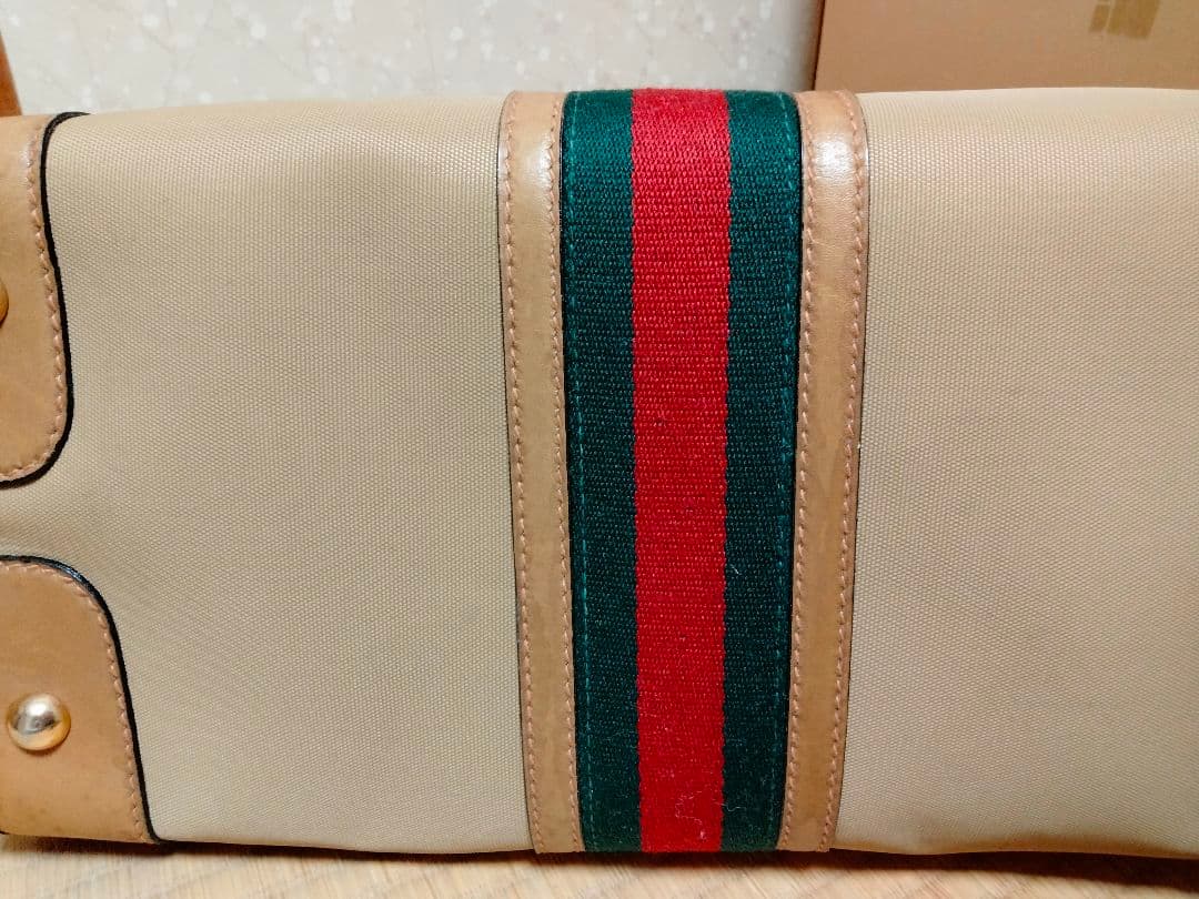 オールド　GUCCI　グッチ　ボストン　バッグ　ハンドバッグ　シェリーライン