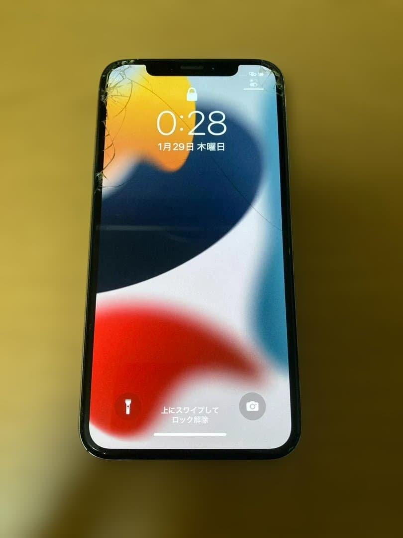 iPhoneX 64GB SIMフリー ジャンク 背面ガラス剥がれ 内部露出あり